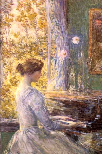 картина девушка за роялем