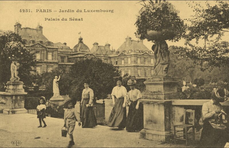 Антикварная открытка Люксембургского сада
